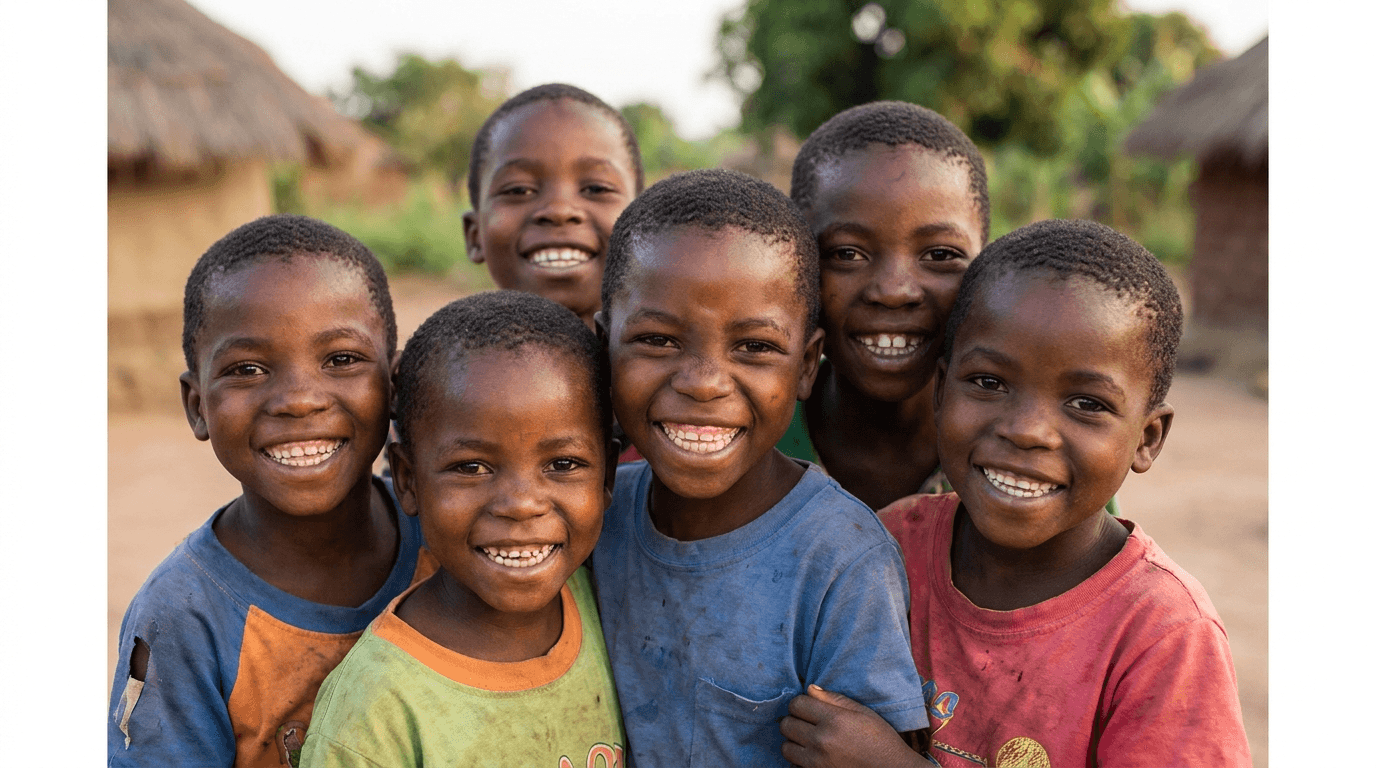 Diverse, happy Malawian children smiling